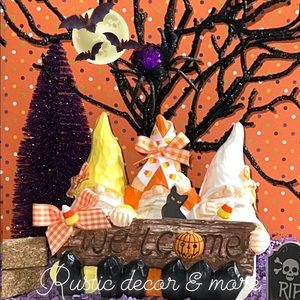 Welcome The Candy Corn Gnome Trio & A Cat